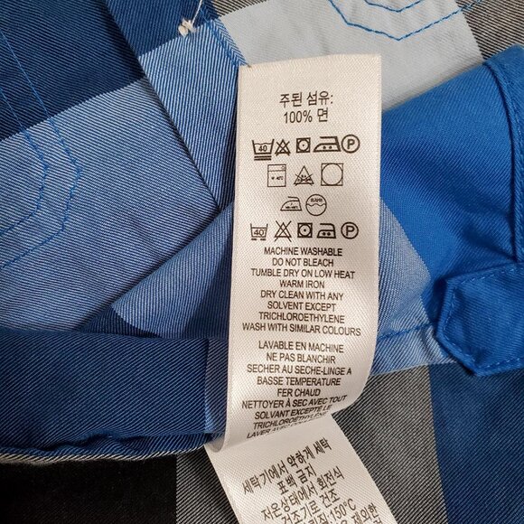 Burberry Toddler Boy Button Down Shirt 18 Months Long Sleeve Plaid Blue Cotton - Picture 11 of 12